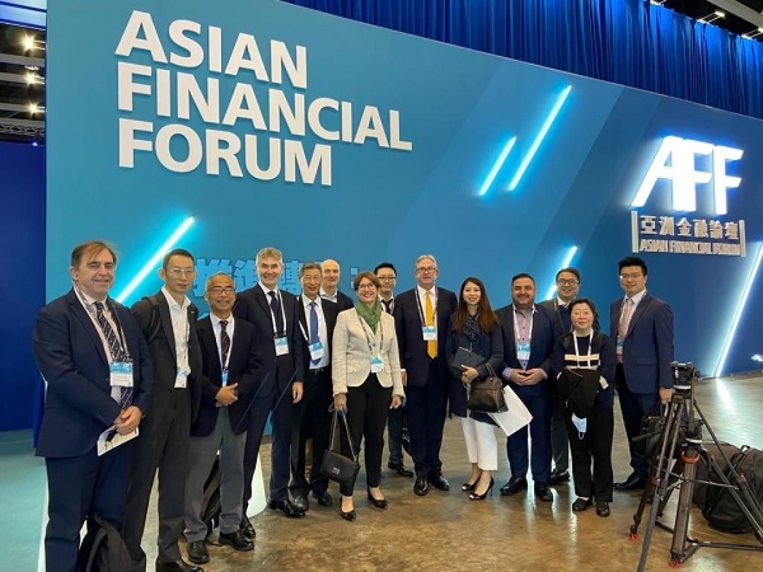 Delegates at the Asian Financial Forum, Flora is second from the right.