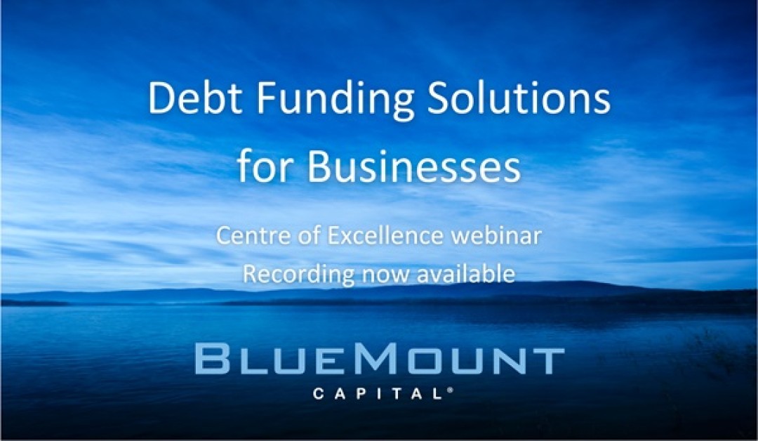 BlueMount logo with debt webinar recording now available