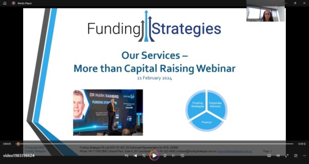 Funding Strategies - Our Services webinar cover page